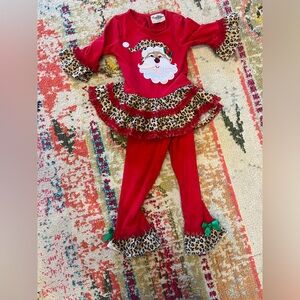 Toddler 3T Santa Leopard Outfit